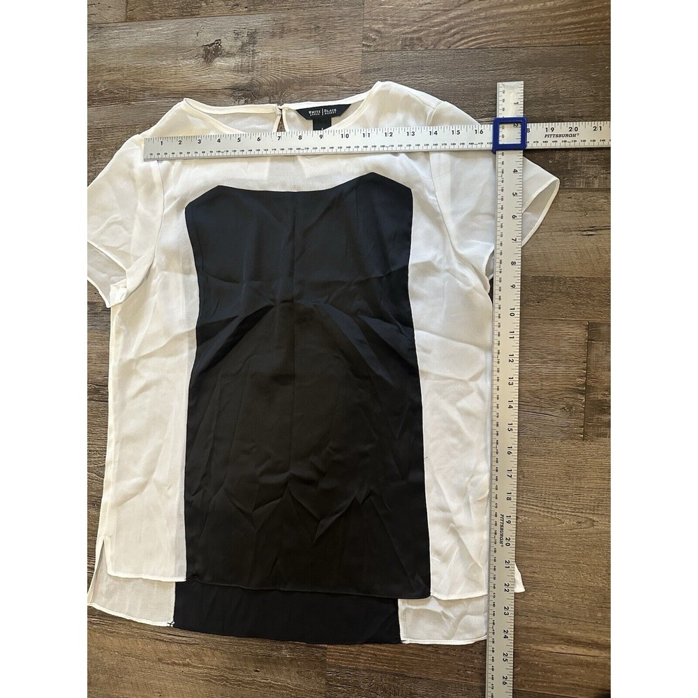 White House Black Market Colorblock Contrast Short Sleeve Blouse Top Size 4 - Picture 3 of 4